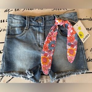 Losan Kids Collection Light Stretchy Denim Floral Shorts Youth Girls Size 6 NWT